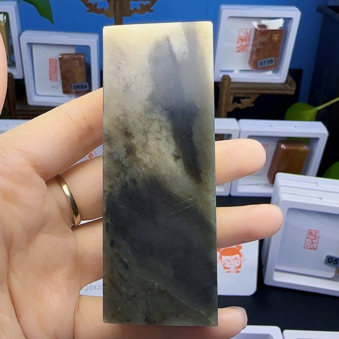 寿山石印石沧***粟包刻四字3×3