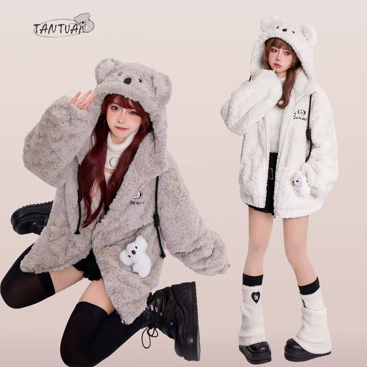 【小宅女】2025冬季连帽百搭加绒外套网红爆款