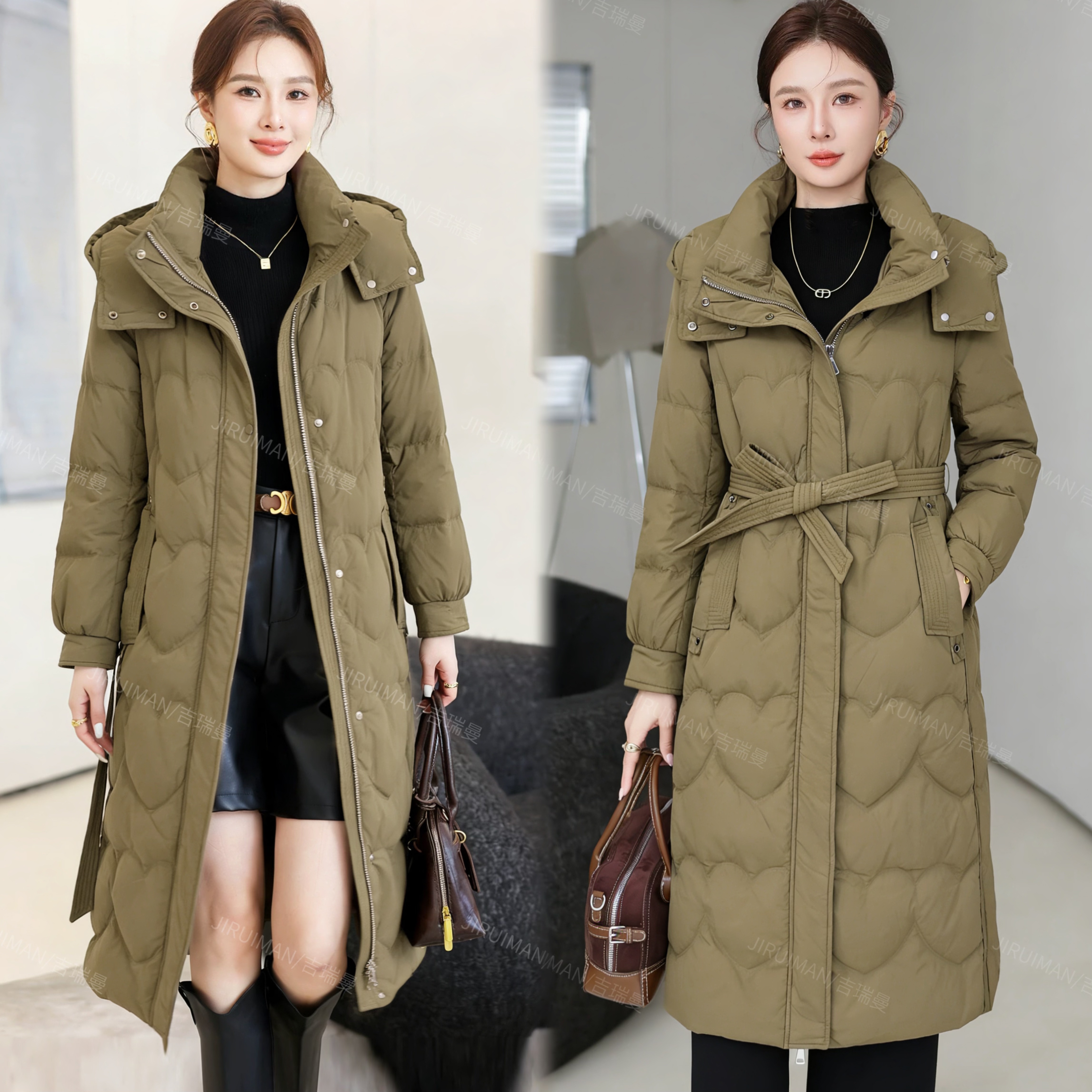 品牌撤柜--D718轻奢高级感长款羽绒服收腰外穿羽绒外套