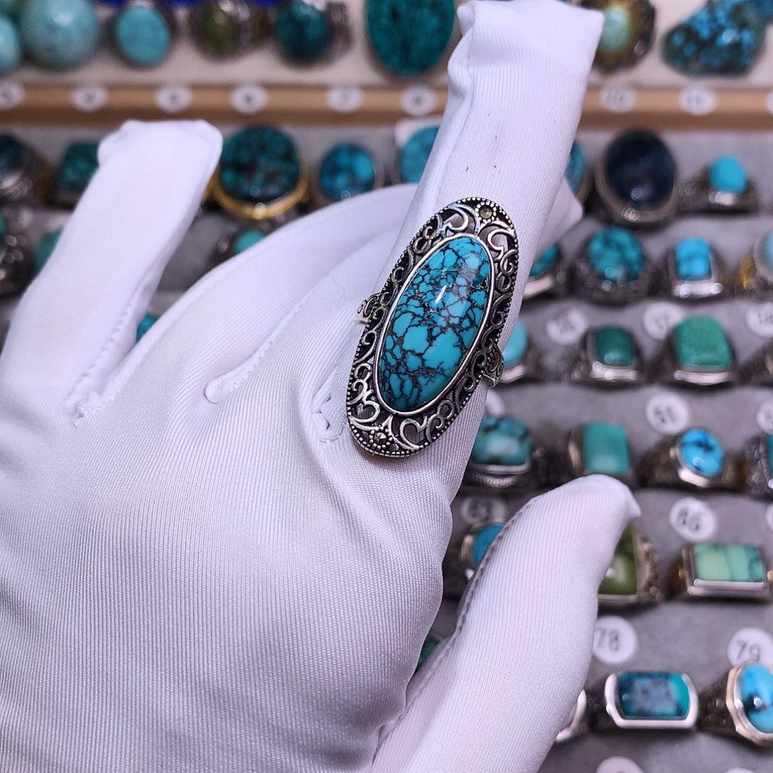 绿松石挂件银S925镶嵌