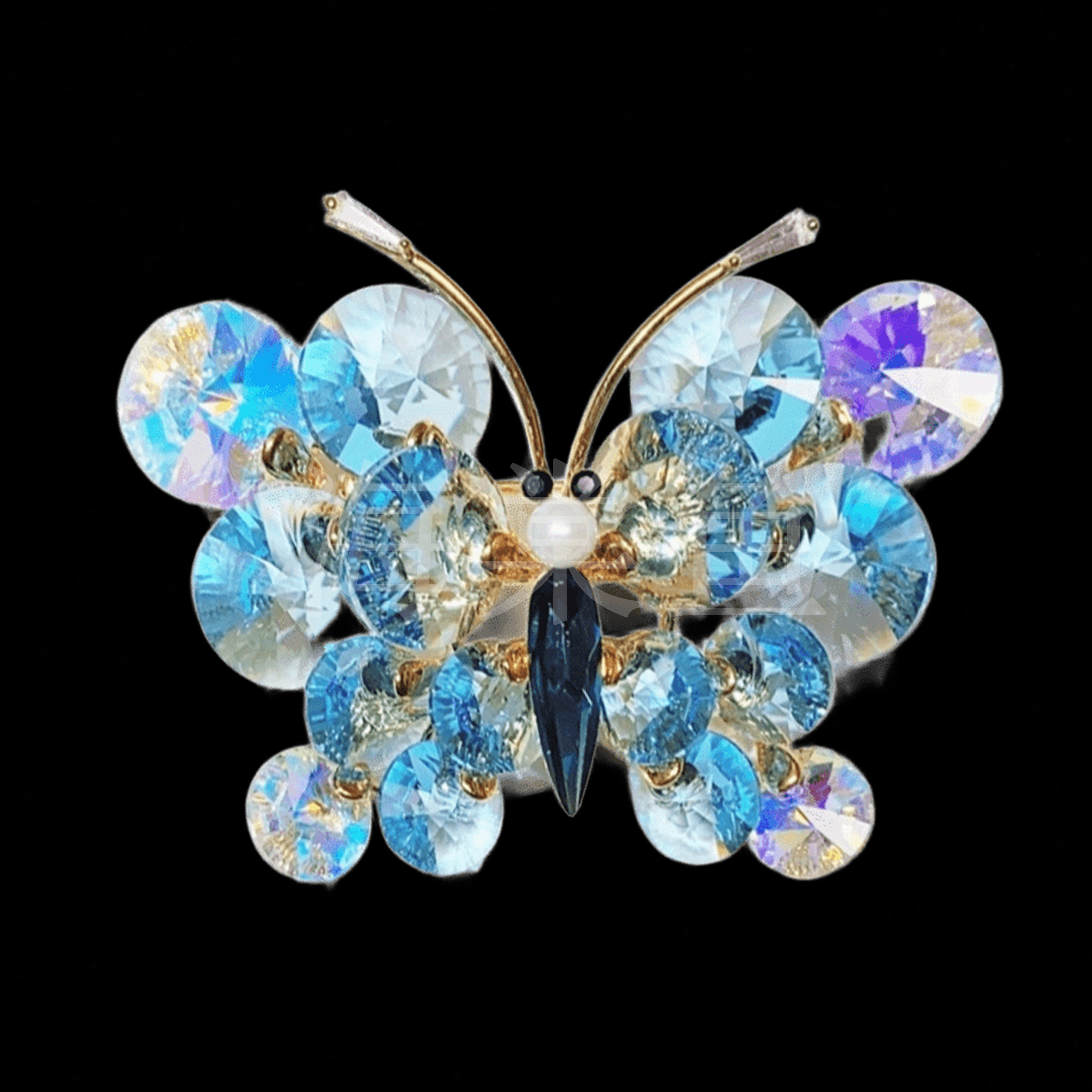 铜合金仿水晶胸针 时尚气质百搭【施】蓝色蝴蝶胸针5769