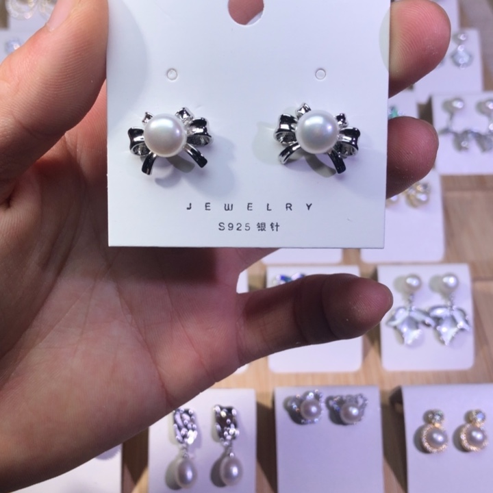 淡水珍珠耳饰银S925镶嵌