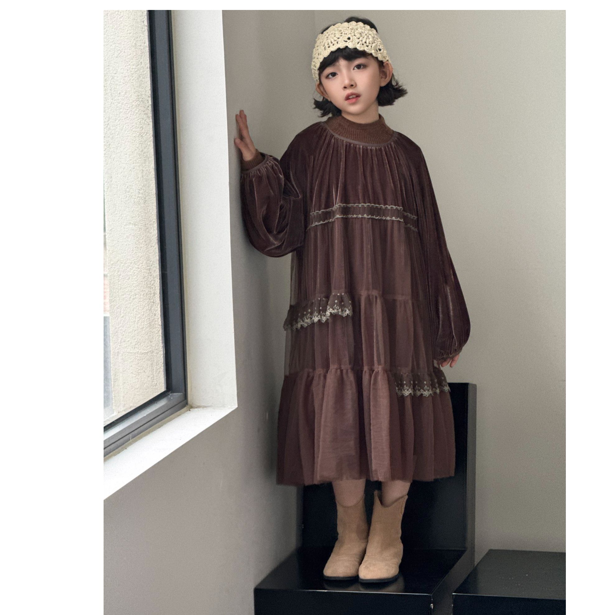 品牌撤柜女童丝绒连衣裙