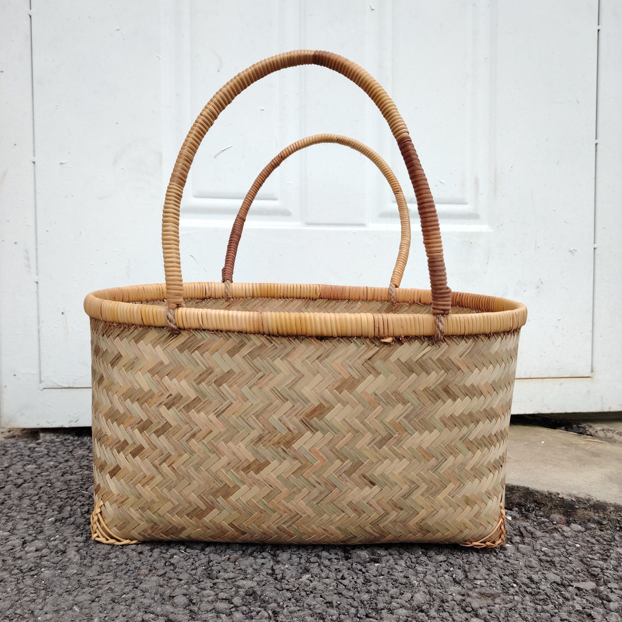 大号精编双提手提篮手工编织