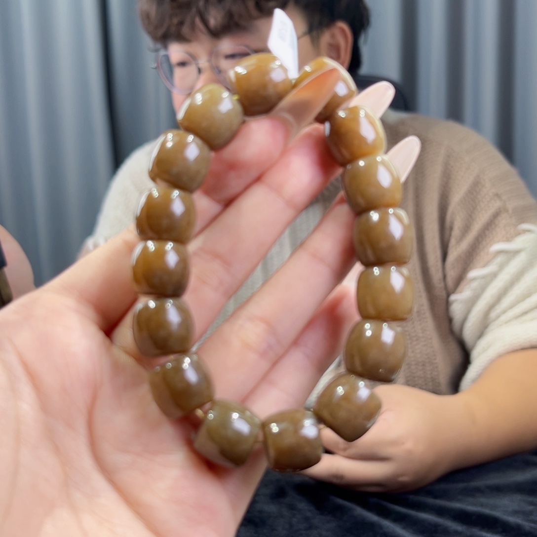 和田玉未镶嵌手串天然和田玉新疆且末老红糖手串14