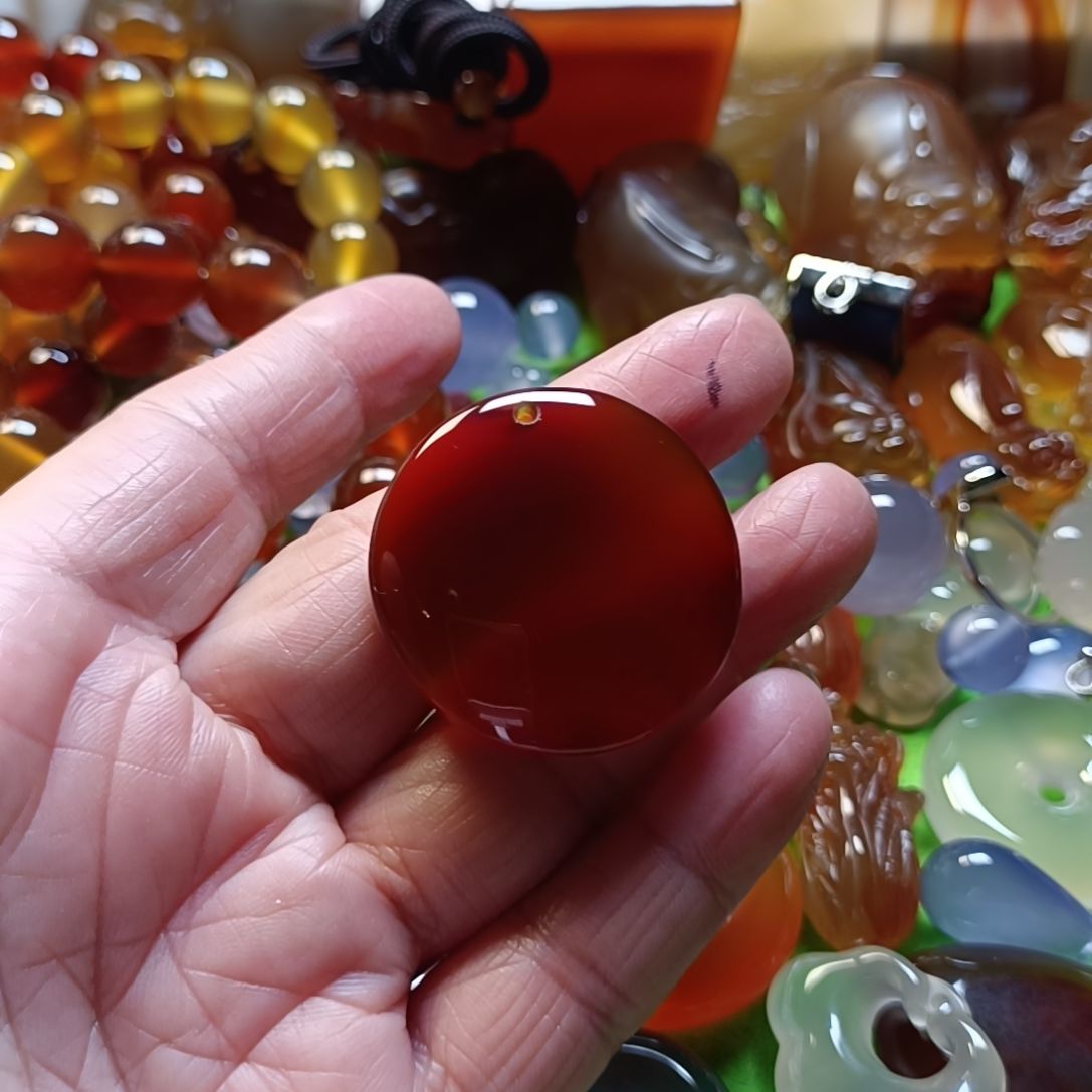 玛瑙/玉髓吊坠(赠链)未镶嵌凸*