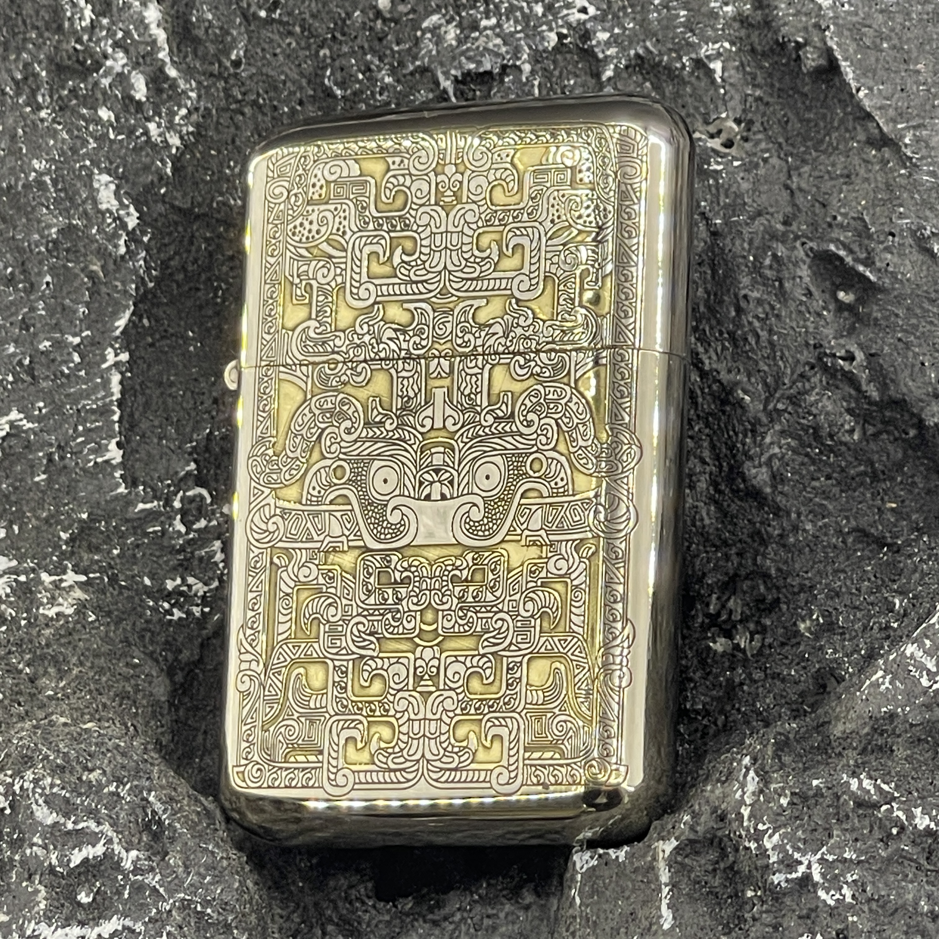 正品ZORRO/佐罗打火机金银双色墨家机关饕餮纹煤油防风三代礼盒装