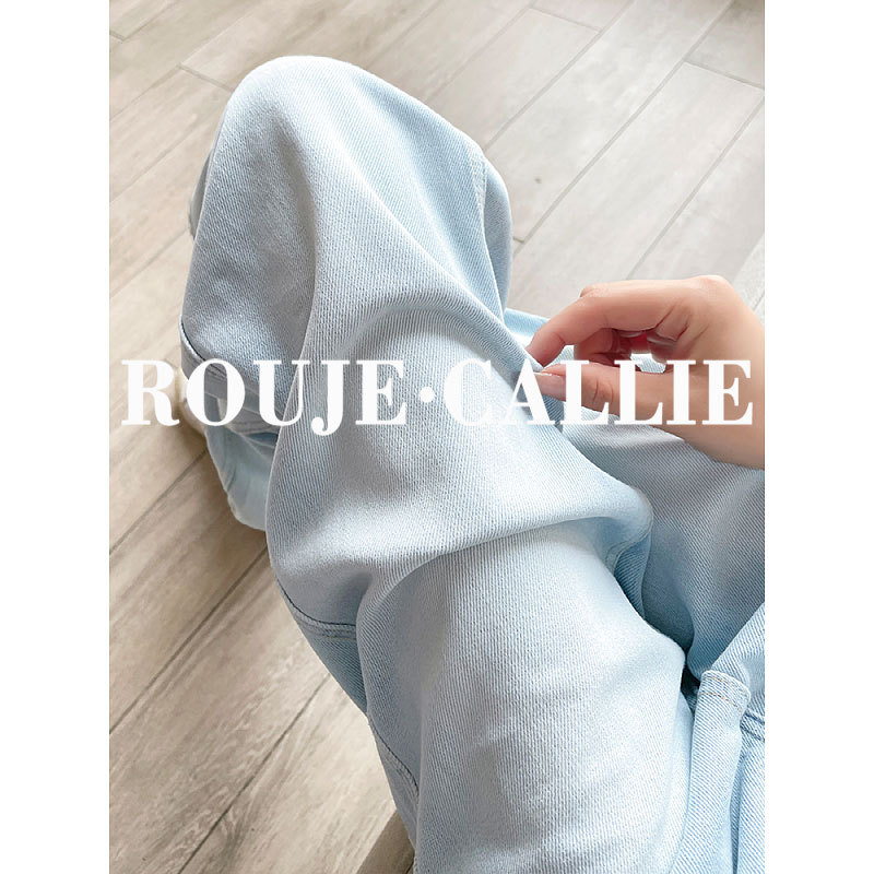 ROUJE CALLIE窄版阔腿牛仔裤女高腰2025春秋款夏季小个子直筒裤子