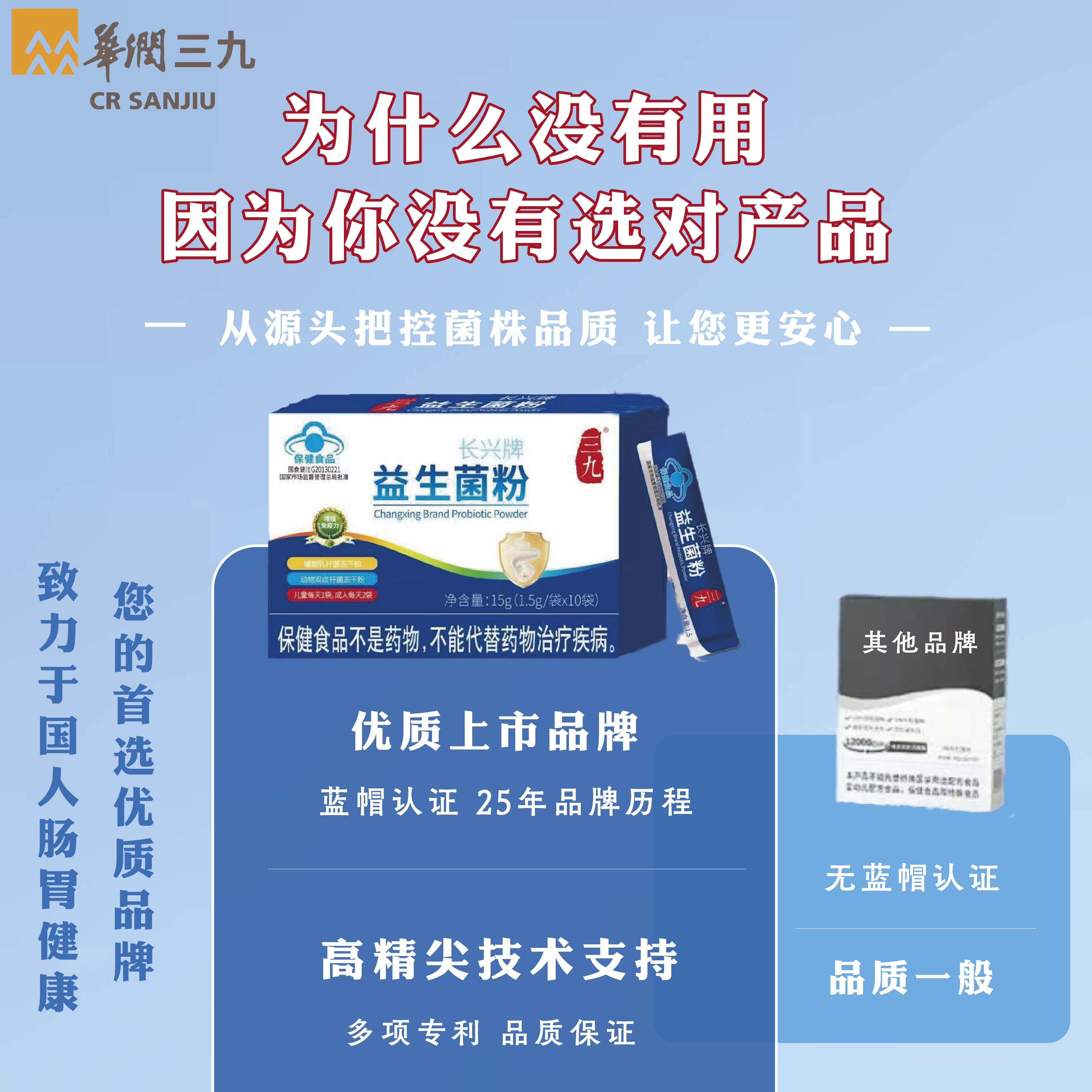 三九【蓝帽认证更安全】肠胃总闹小情绪益生菌活菌粉膳和三九华润