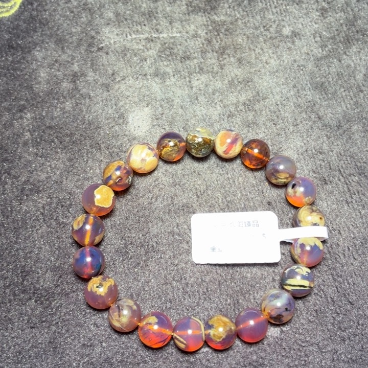 琥珀未镶嵌珠宝奇石9mm橘蜜溶洞单圈