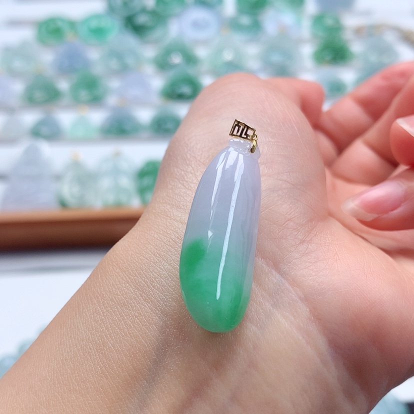 【闪购商品】翡翠吊坠(赠链)18K金镶嵌