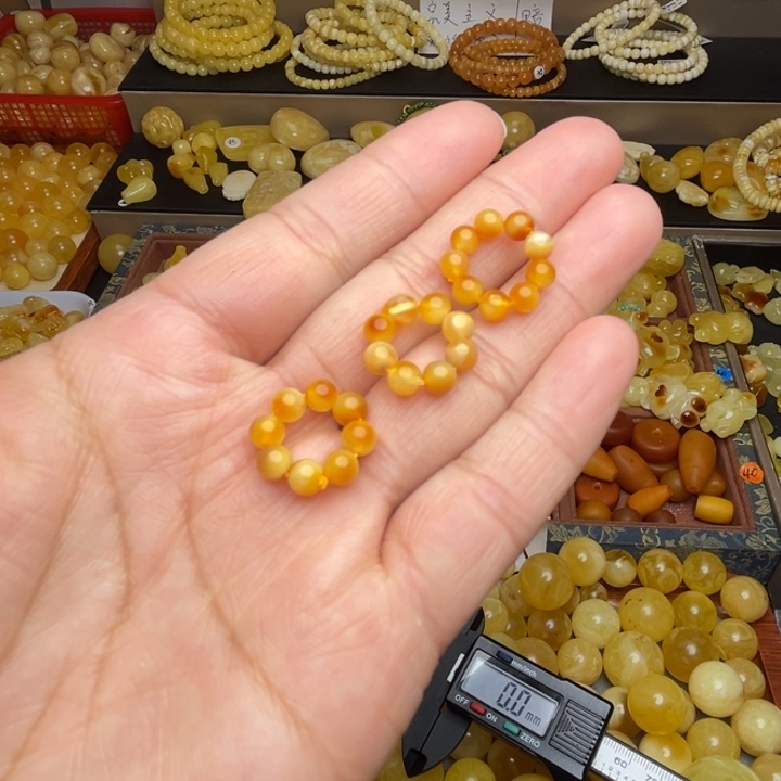 蜜蜡未镶嵌珠宝奇石天然蜜蜡小米珠跑环随机发一个