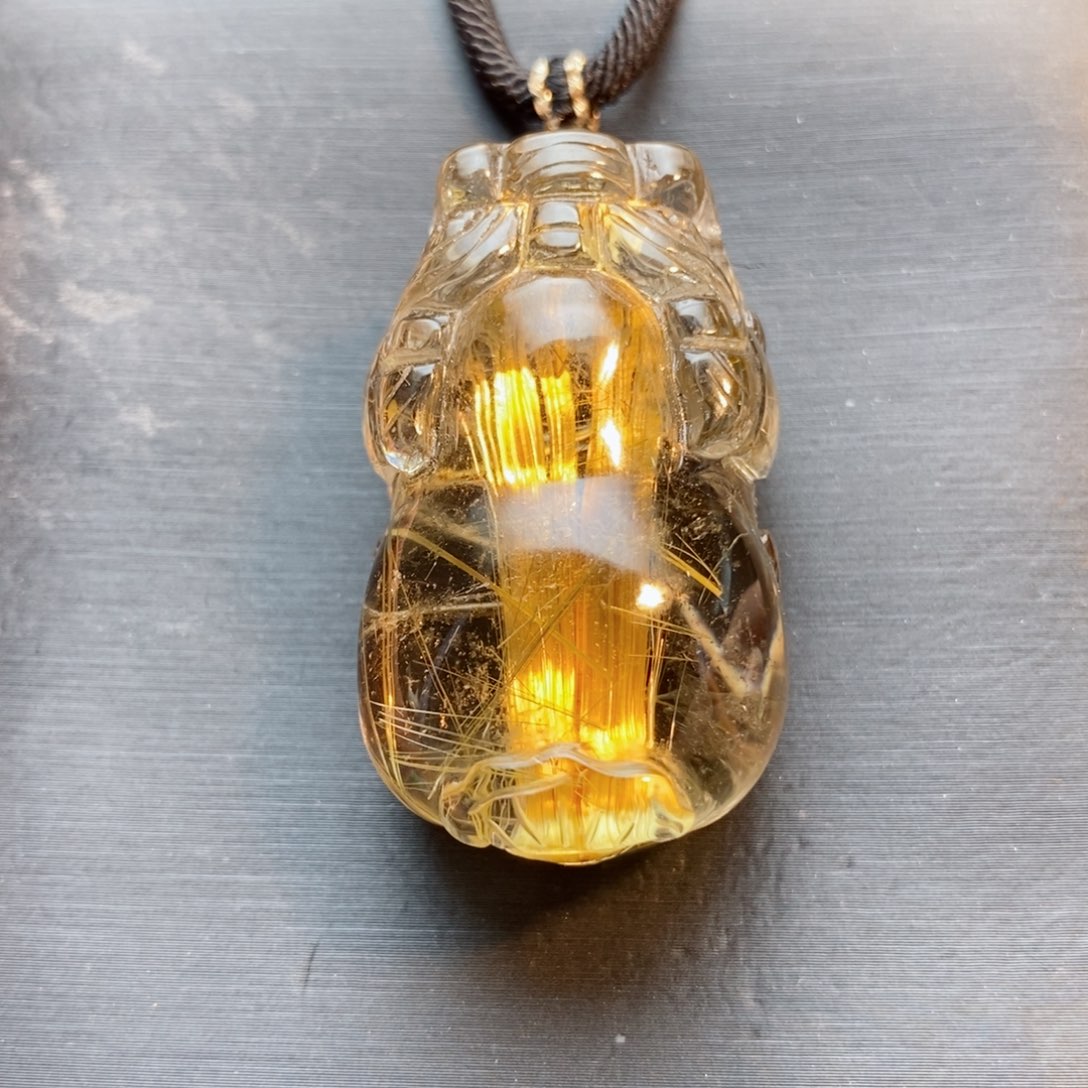 未镶嵌颈饰发晶天然钛晶貔貅吊坠