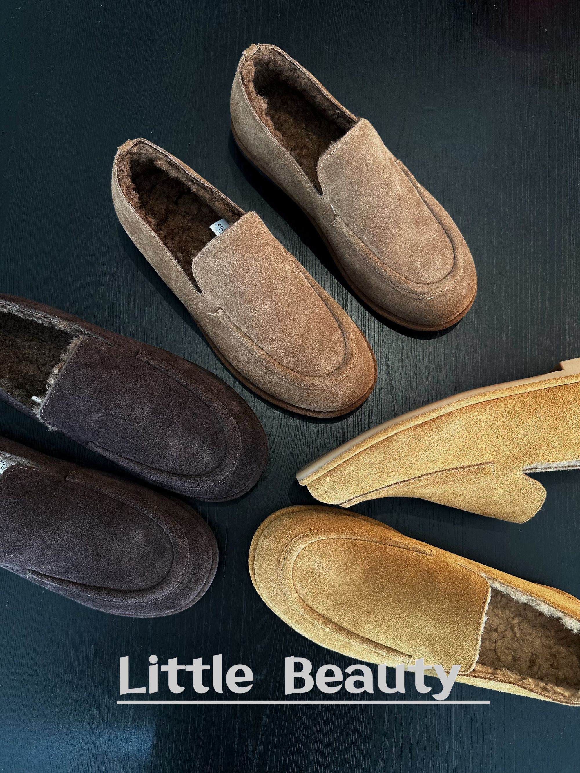 【小美家】头层牛反绒韩版百搭加绒乐福