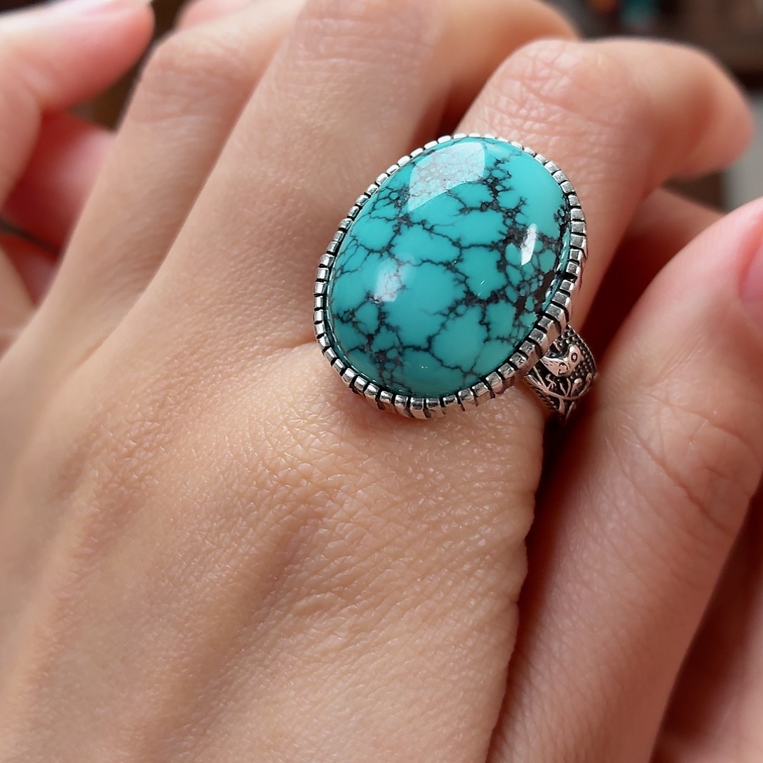 银S925镶嵌绿松石珠宝奇石大**香