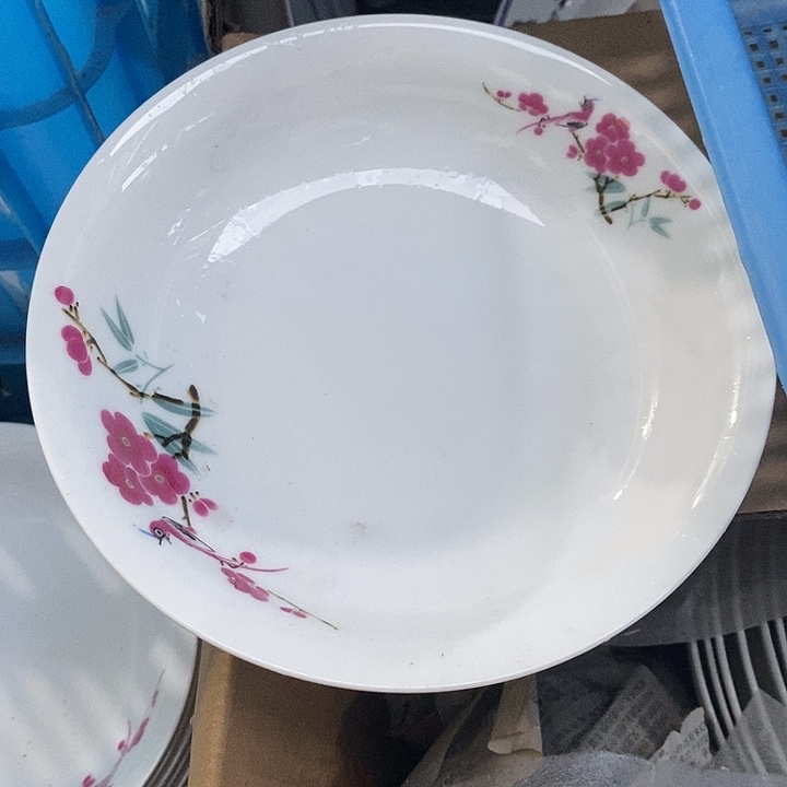 摆件陶7寸翠竹红梅窝盘