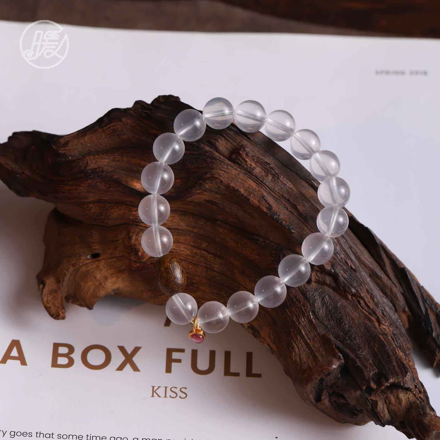 单圈奶白晶水晶手串9mm搭配桶珠圆形吊坠C2892多样性发一