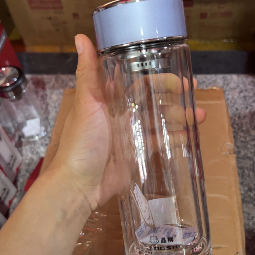 晶双层玻璃杯380紫罗兰色玻璃杯➕杯套