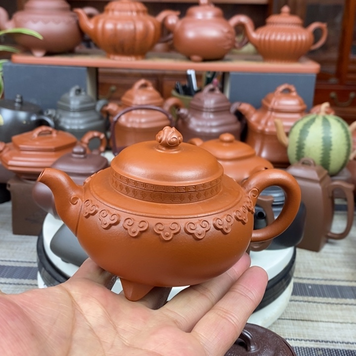 紫砂茶壶云肩如意200-300cc原矿赵庄朱泥三八节福利