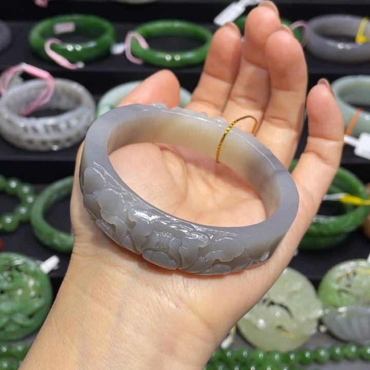 和田玉手镯57圈口 编号54贵妃镯未镶嵌