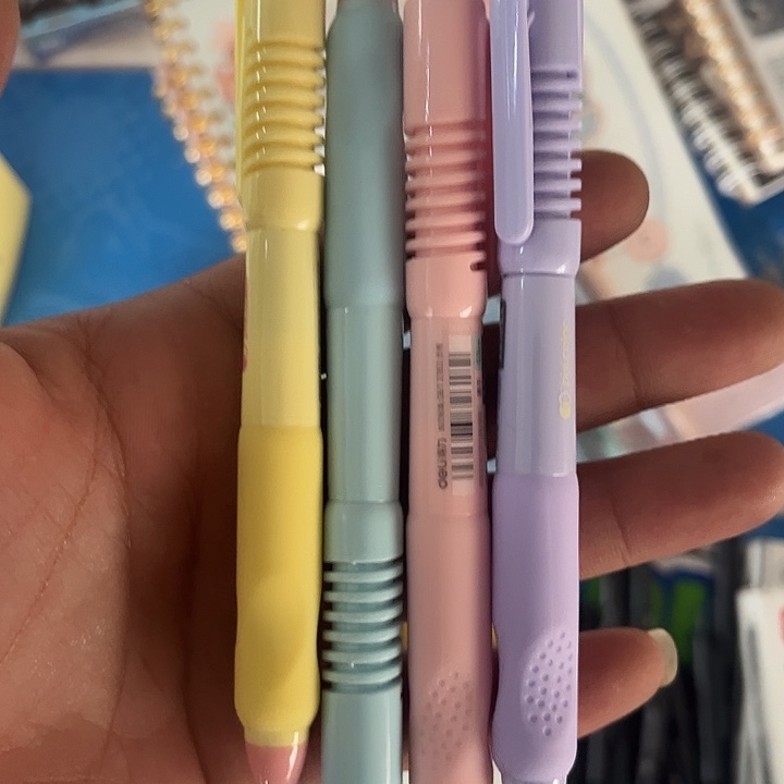 得力糖果色按动中性笔