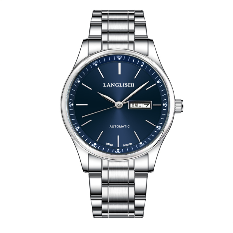 【新年福利】男士经典蓝面气质透底夜光钢带镂空男款百搭腕表LL021