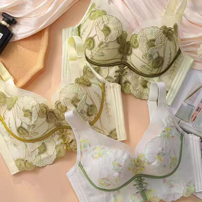 #028女士内衣1.3舒适文胸性感法式透气蕾丝聚拢调整型上托文胸罩