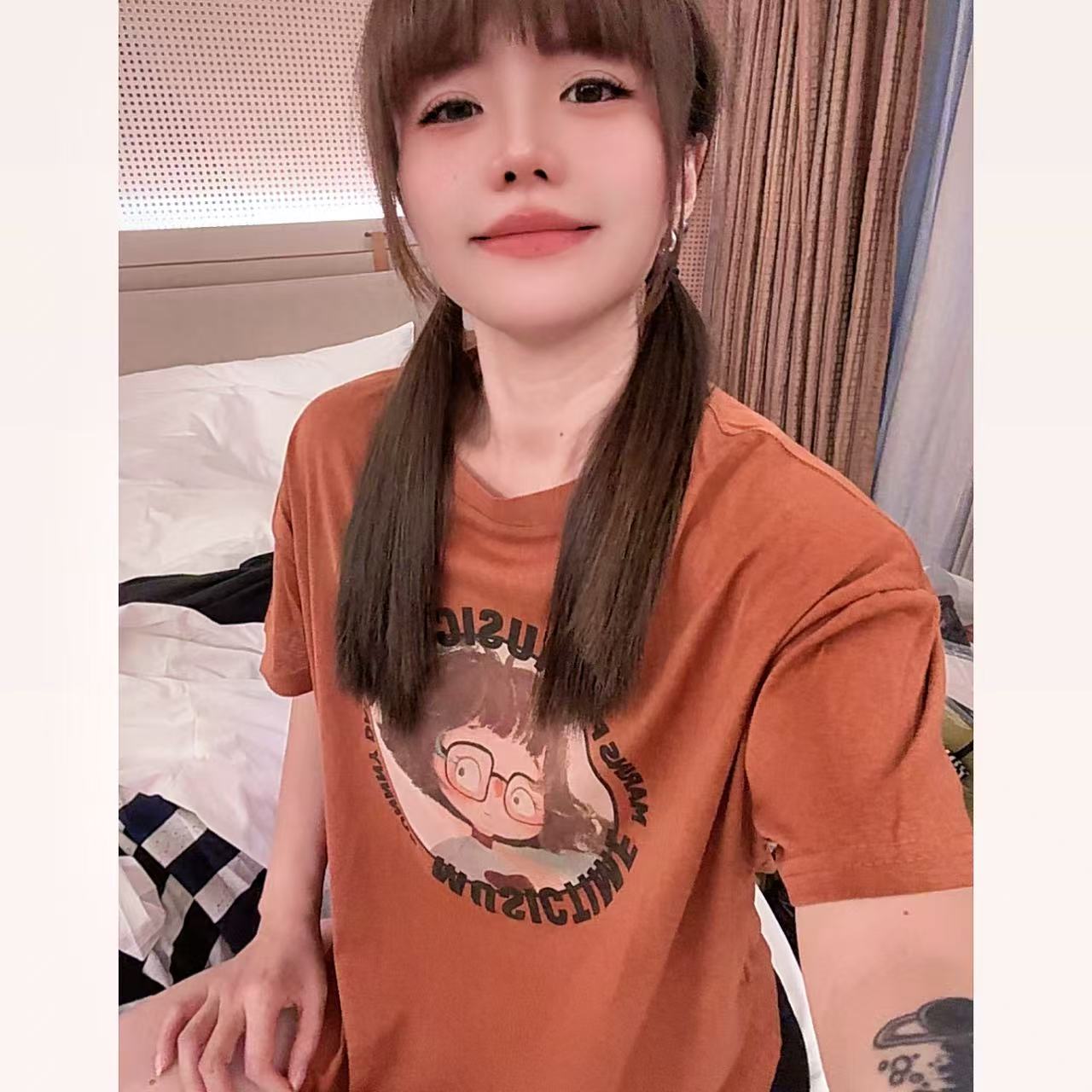 【郁儿严选】86605夏季新款韩版时尚休闲百搭卡通印花圆领短袖T恤女