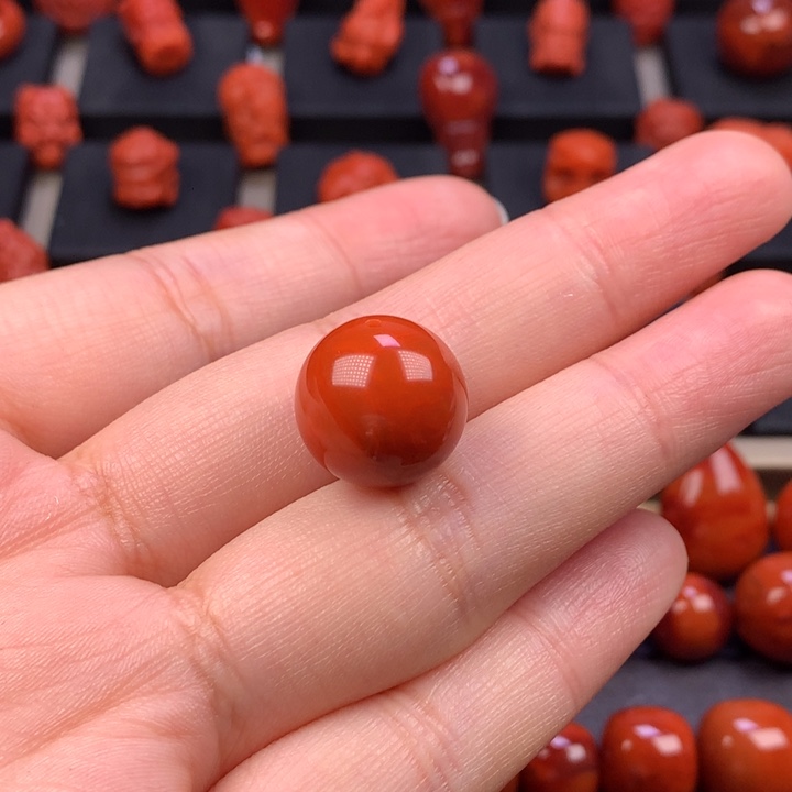 南红玛瑙未镶嵌圆珠单珠14.9MM