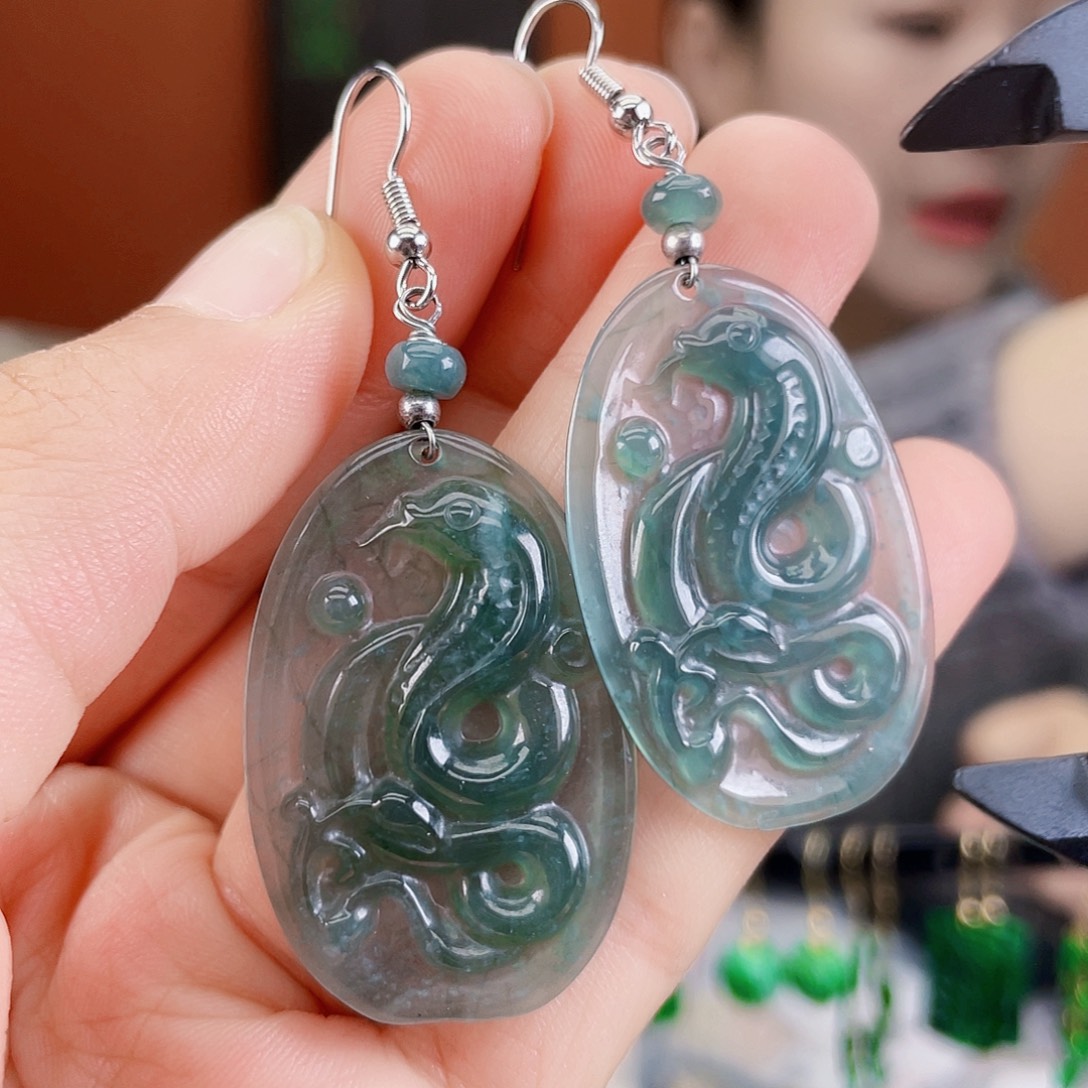 翡翠未镶嵌耳饰饰品