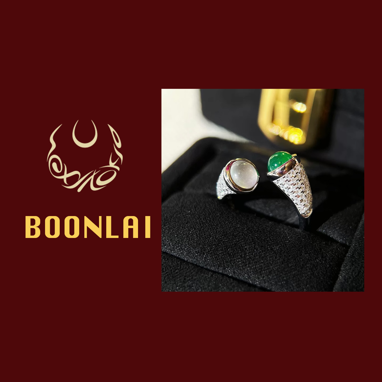 铜合金锆石戒指 【满七免一】Boonlai  新中式镶钻双拼色开口戒指x