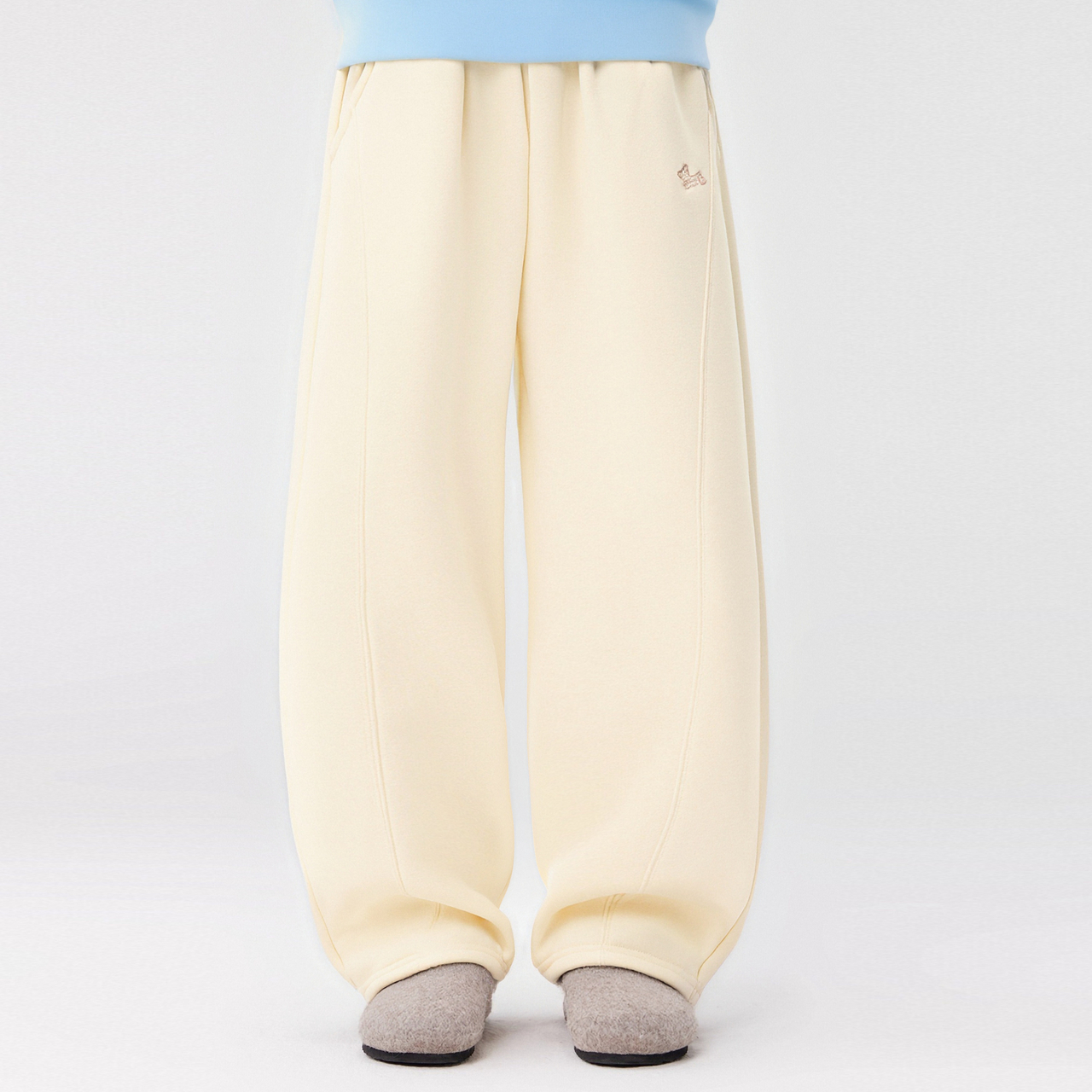 笛莎童装女童裤子休闲裤直筒加绒卫裤宝宝宽松长裤-7N255A401