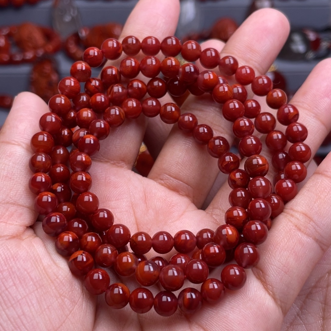 南红玛瑙未镶嵌珠宝奇石多圈4mm