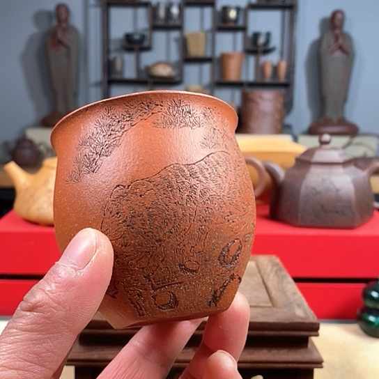 紫砂茶杯天圆地方杯虎微瑕