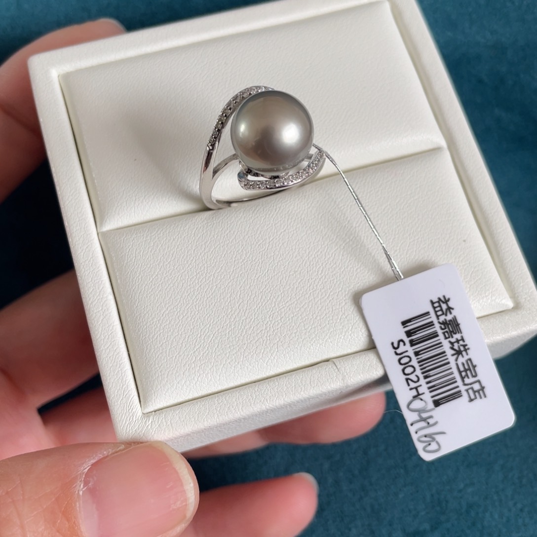 海水珍珠戒指银S925镶嵌10-11mm