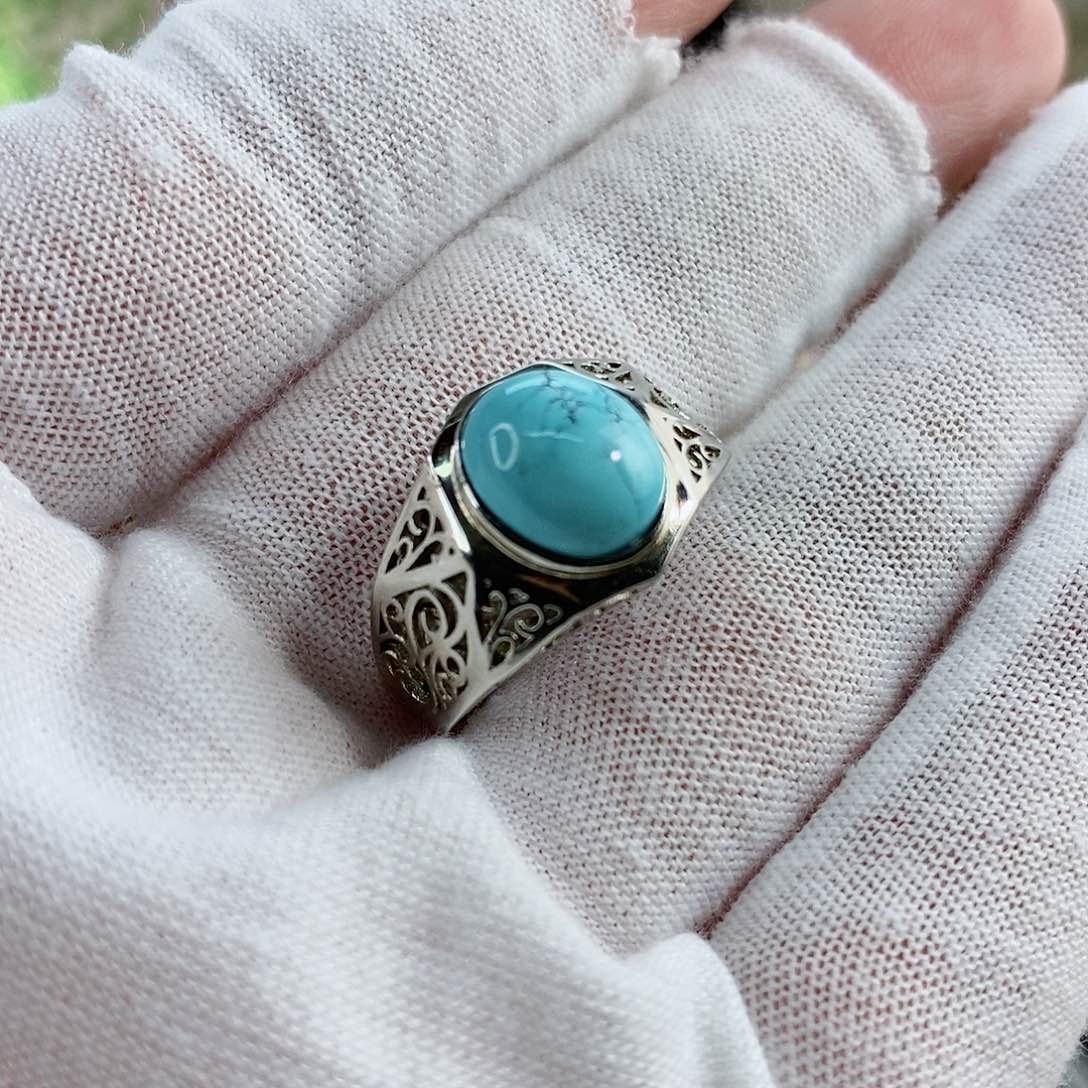 绿松石珠宝半成品银S925镶嵌