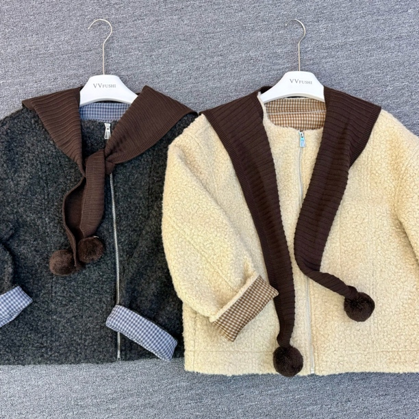 VVFUSHI W19861冬季女款羊羔毛短款外套