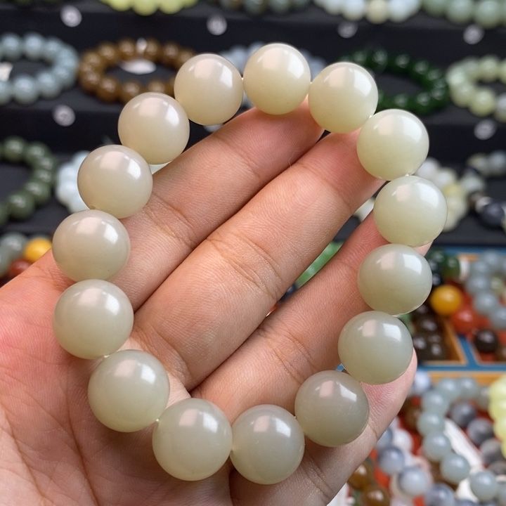 手串未镶嵌和田玉Q高青白卡14
