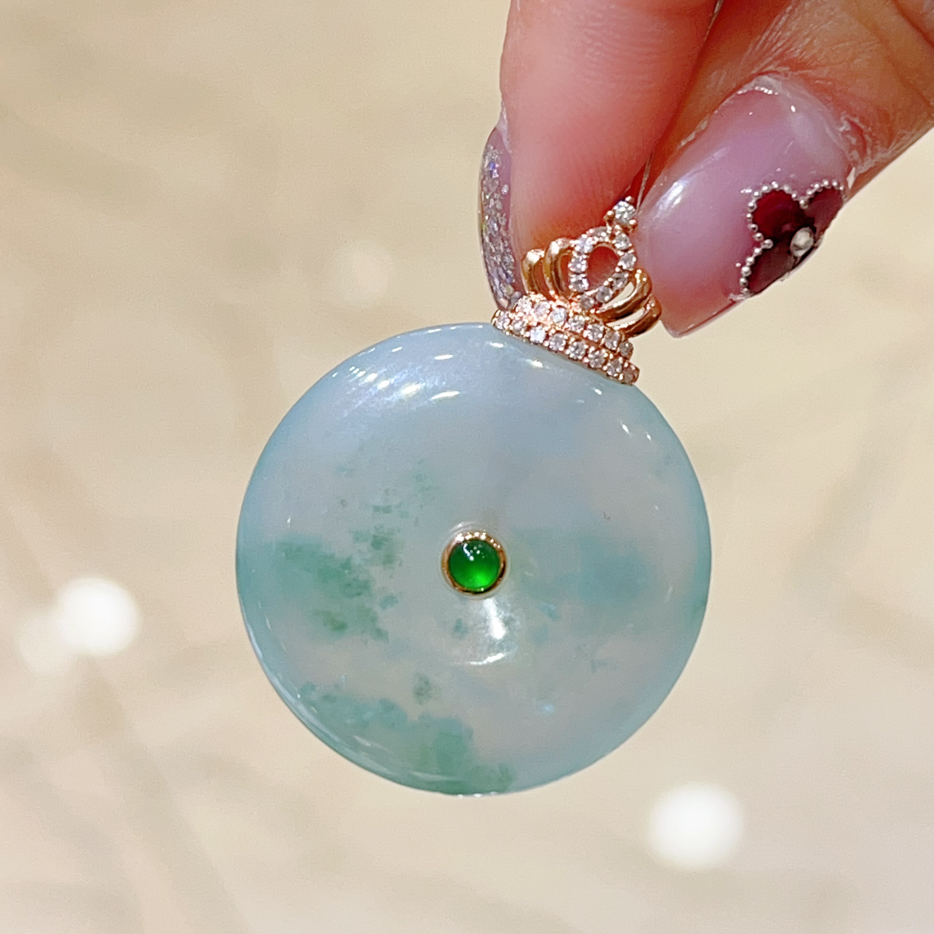 18k玫瑰金翡翠吊坠 4500