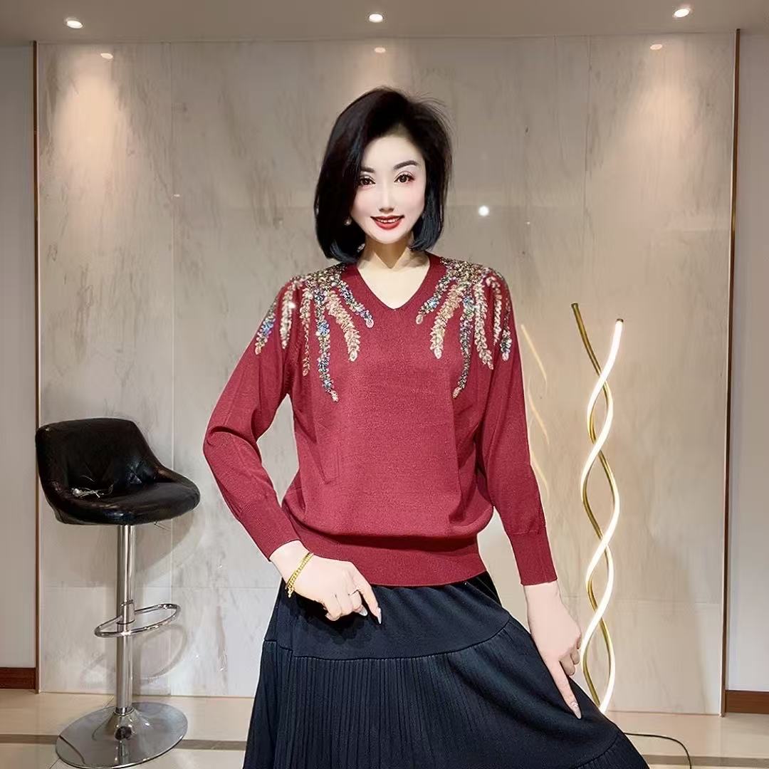 8706 阳森轻奢定制 秋季 新款 时尚 百搭 减龄 显瘦 重工艺 美衫