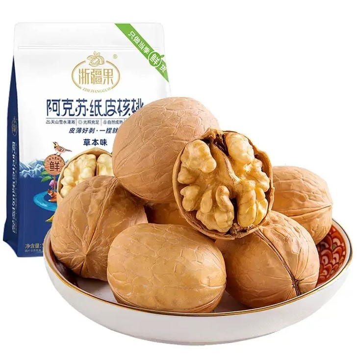 新疆阿克苏纸皮核桃手捏既开原味营养丰富坚果炒熟草本味成品袋装