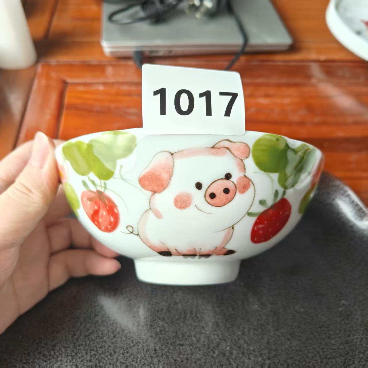 景德镇手绘釉中彩（食品级）高足花口碗家用1017