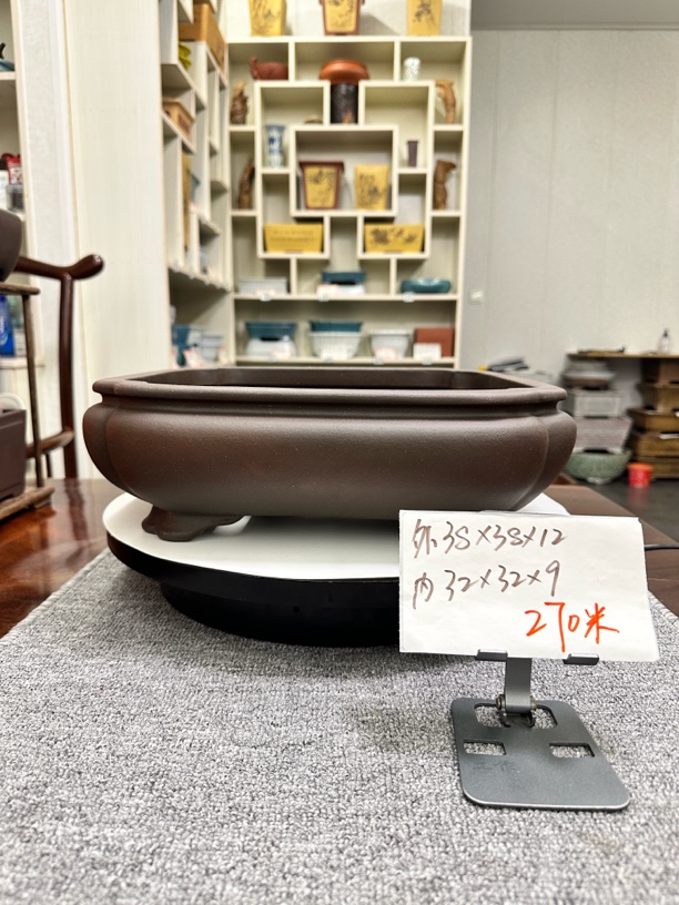 精品紫泥抽角四方仿老做旧盆景盆