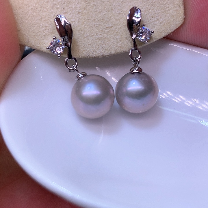 银S925镶嵌耳饰淡水珍珠
