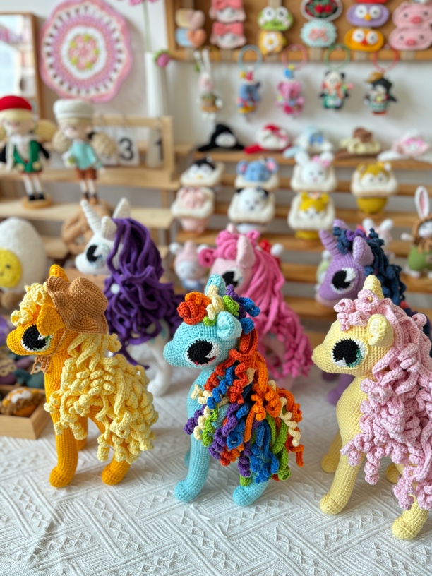 手工毛线钩织玩偶摆件小马宝莉玩偶（成品）