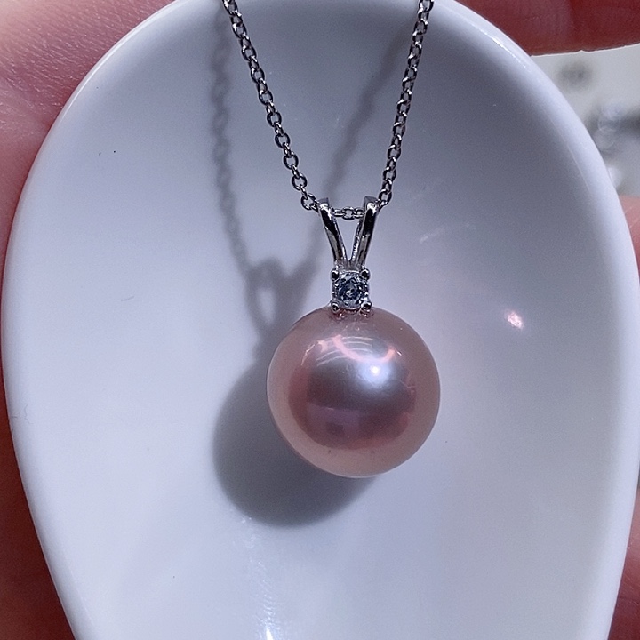 颈饰银S925镶嵌淡水珍珠12+A