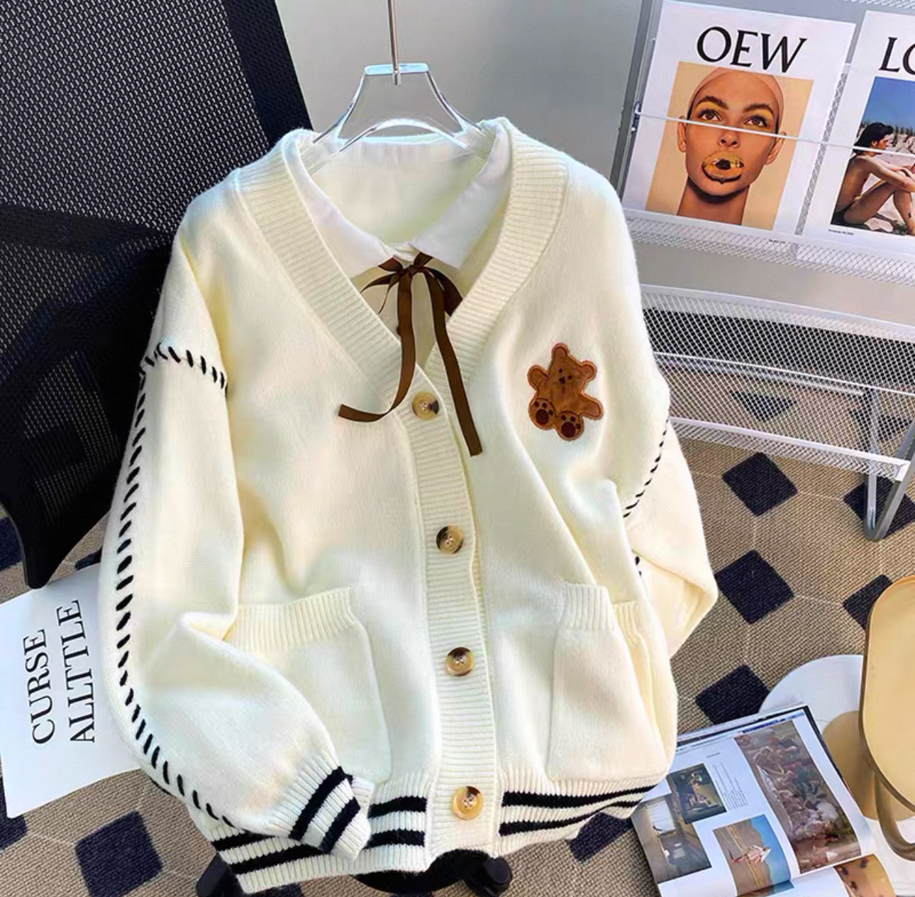 【001-080编码点这里】秋冬高端时尚气质开衫短款毛衣女