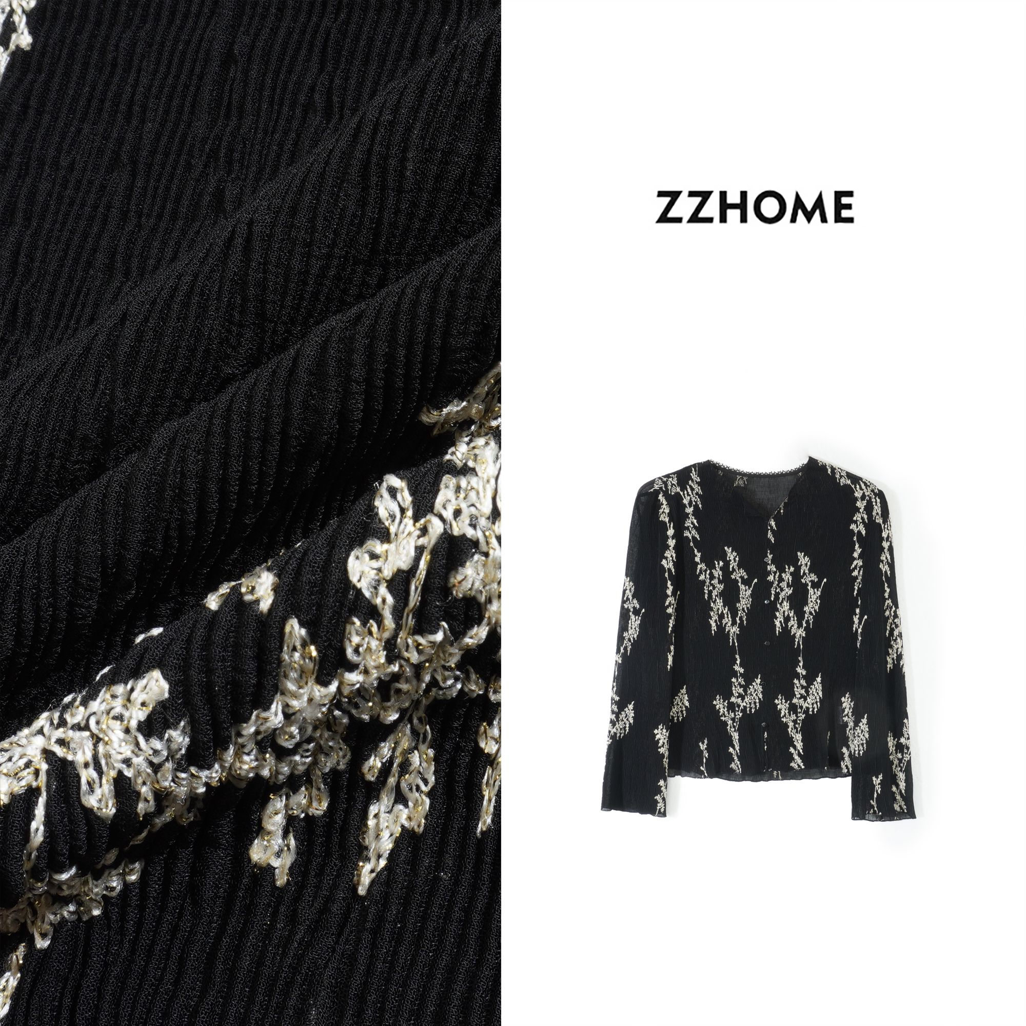 ZOZO HOME|本然优雅鎏金刺绣松弛薄款夏季时尚长袖罩衫q173864p