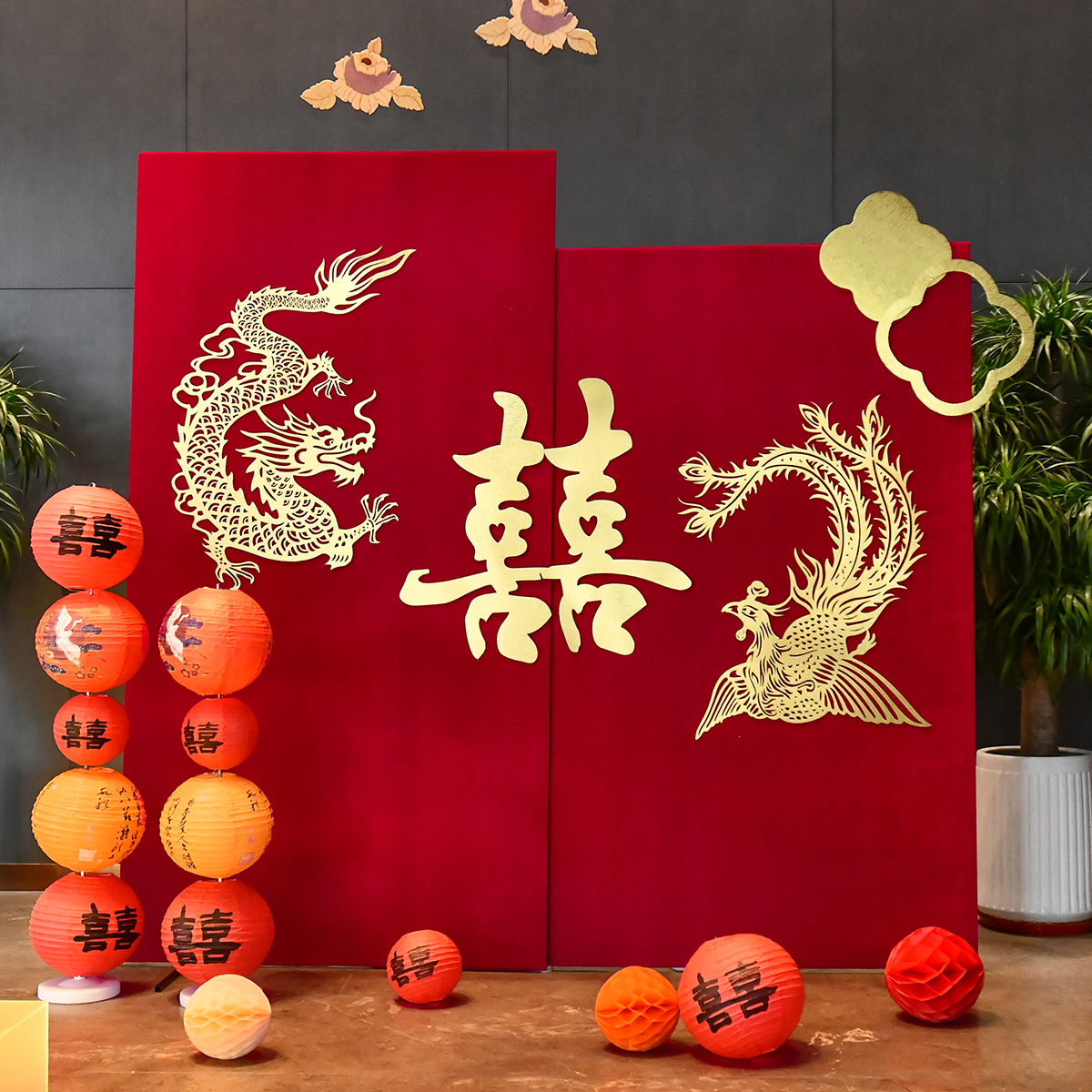 订婚结婚龙凤喜字布置装饰新中式迎宾牌婚宴场景布置氛围感大全