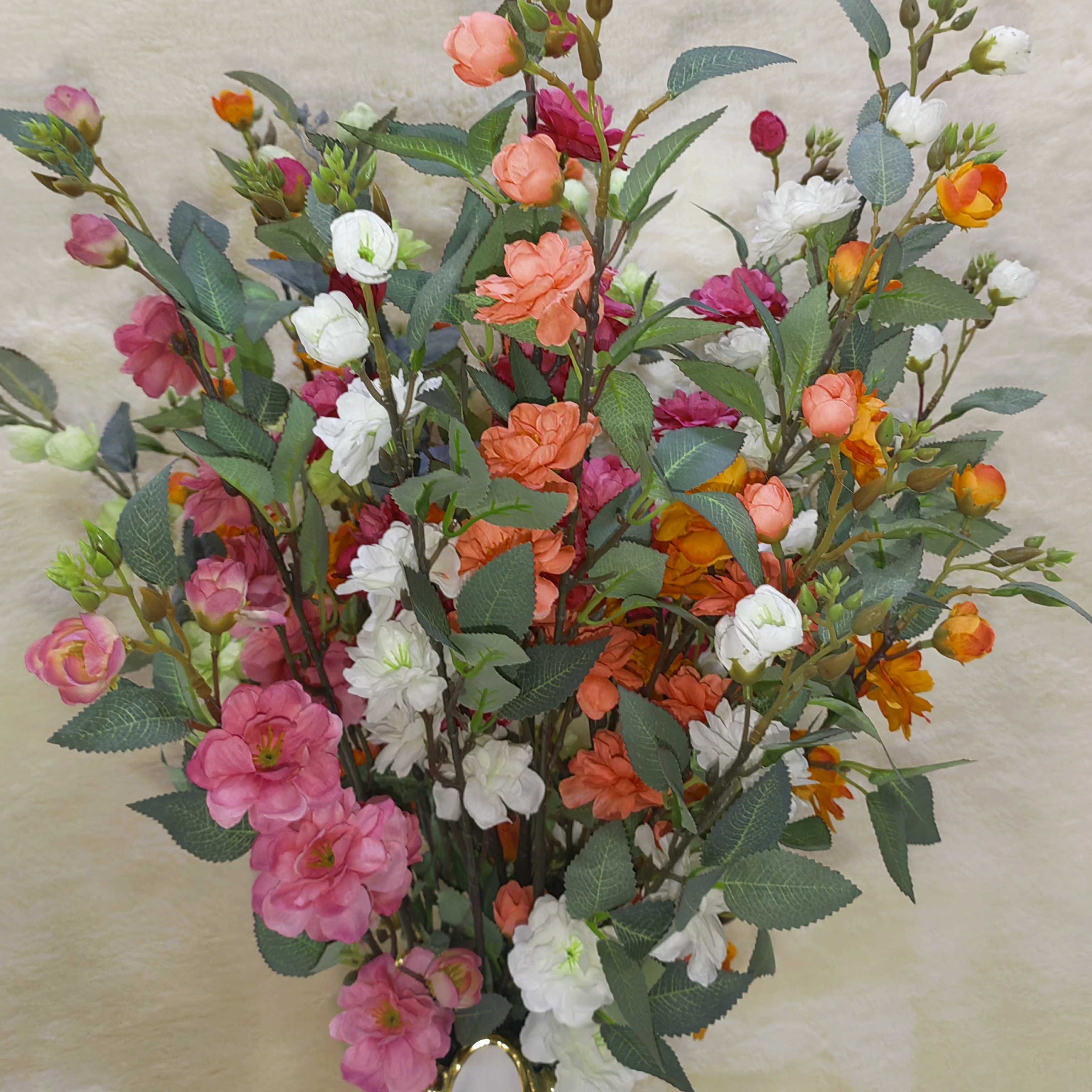 野山茶花仿真花送花盆适合客厅电视柜玄关装饰摆件